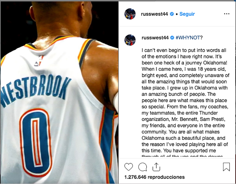 Westbrook agradece a OKC